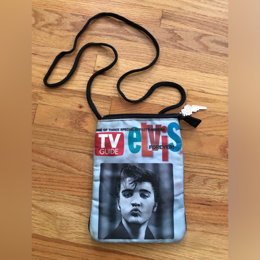 Elvis TV Guide Crossbody Pouch - Light Blue & Black